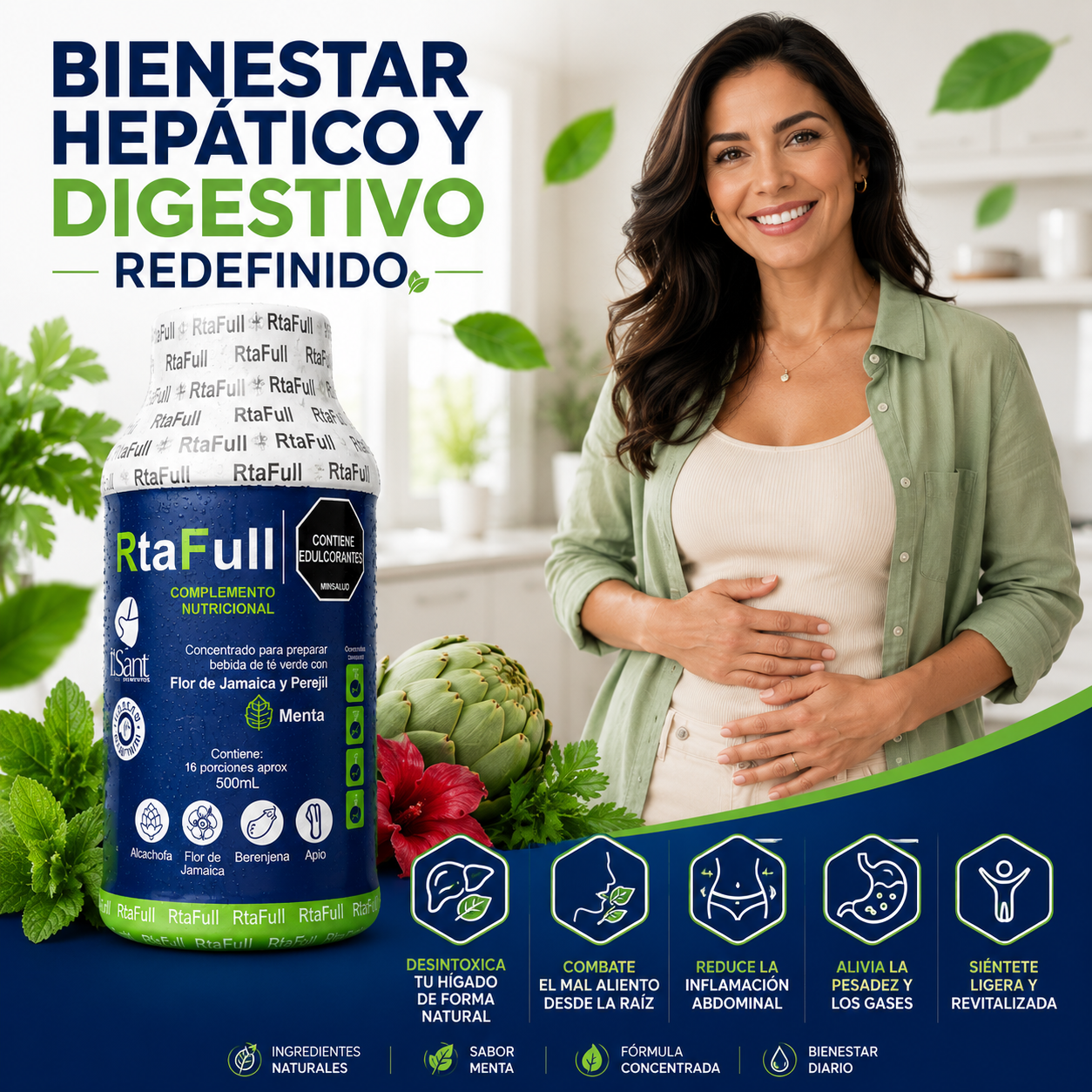 RtaFull Detox Natural 500ml | Bienestar Digestivo y Sensación de Ligereza